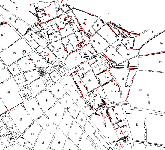 Map of Cuzco with surveyed Inka walls, Computer Modeling of Archaeological Ruins, Center for Advanced Spatial Technologies Field Programs with the Cotsen Institute at UCLA