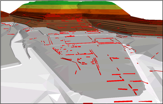 TIN with Inca walls overlaid